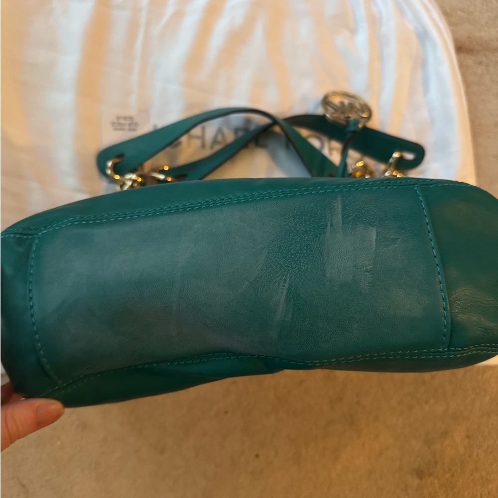 Michael Kors Teal Leather Shoulder Bag - Picture 2 of 5